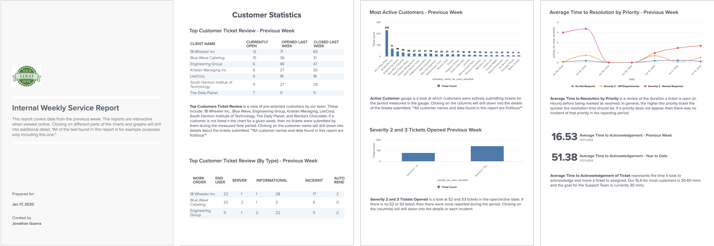 sample internal weekly service report in brightgauge