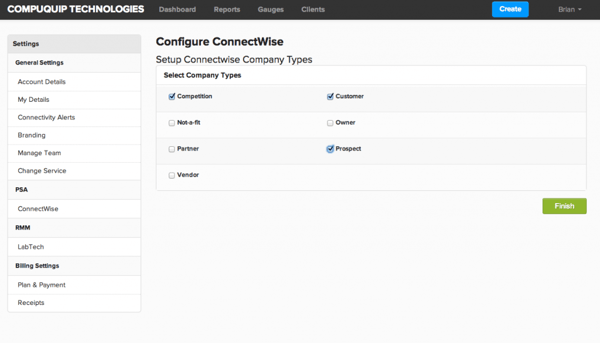 Screenshot of Client Import Screen