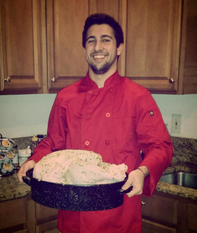 Stephen Menendez shows off his cooking skills